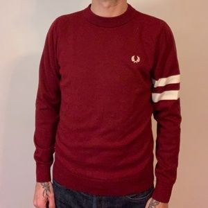 Fred Perry striped sleeve crew neck sweater Medium